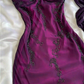 Robe de soirée vintage violet foncé à volants et perles, col licou, charmante, DP2277