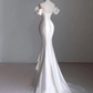 Chic White Sweetheart Mermaid Wedding Party Dress Satin Formal Dress, DP2826