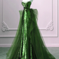 Green Strapless Mermaid Sequins Long Evening Party Dress, DP2659