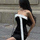 Black Strapless Sheath Short Homecoming Dress Birthday Outfits, DP3122