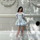 Light Blue Strapless A-Line Homecoming Dress Birthday Outfits, DP3220