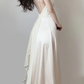 Elegant Ivory Spaghetti Straps A-Line Vintage Long Evening Party Dress, DP5365