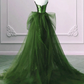 Green Strapless Mermaid Sequins Long Evening Party Dress, DP2659