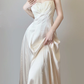 Elegant Ivory Spaghetti Straps A-Line Vintage Long Evening Party Dress, DP5365