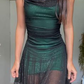 Black and Green Straps Sheath Cocktail Dress Homecoming Dress, DP2973