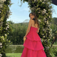 Hot Pink Sweetheart A-Line Long Formal Evening Party Dress, DP3359