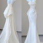 White Strapless Mermaid Long Prom Dress Birthday Outfits Light Wedding Dress, DP3213