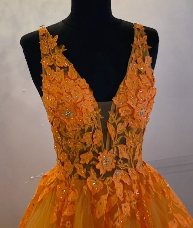 Orange Prom Dress For Girl Custom Made Evening Party Dress Formal Prom Dresses,DP0131