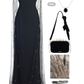 Unique Black Cape Sleeves Sheath Long Prom Gown Evening Dress, DP3467