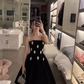 Elegant Black Strapless A-Line Long Party Dress Birthday Gown, DP3411