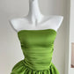 Simple Green Strapless Ruffled Hem Design A-line Mini Party Dress Homecoming Dress DP6030