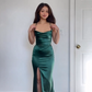 Emerald Green Long Prom Dresss with High Slit,DP788