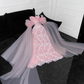Vintage Pink Applique Bow Design A-Line Prom Dress Evening Dress DP6223