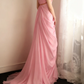Glamorous Pink Chiffon Halter-Neck Ruched Bodice Prom Dress DP7649