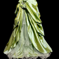 Vintage Lime Green Ombre Satin Sweetheart Neckline Beaded Ruffled Tulle Evening Gown DP7352