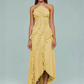 Elegant Halter-Neck Pleated Ruffled High-Low Evening Dress DP8152