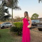 Hot Pink Strapless A-Line Cute Bowknot Long Party Dress Wedding Guest Dress, DP3443