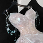 Gorgeous Sparkling Champagne Sequin Sweetheart Mermaid Elegant Chiffon Evening Dress Prom Dresses DP6170