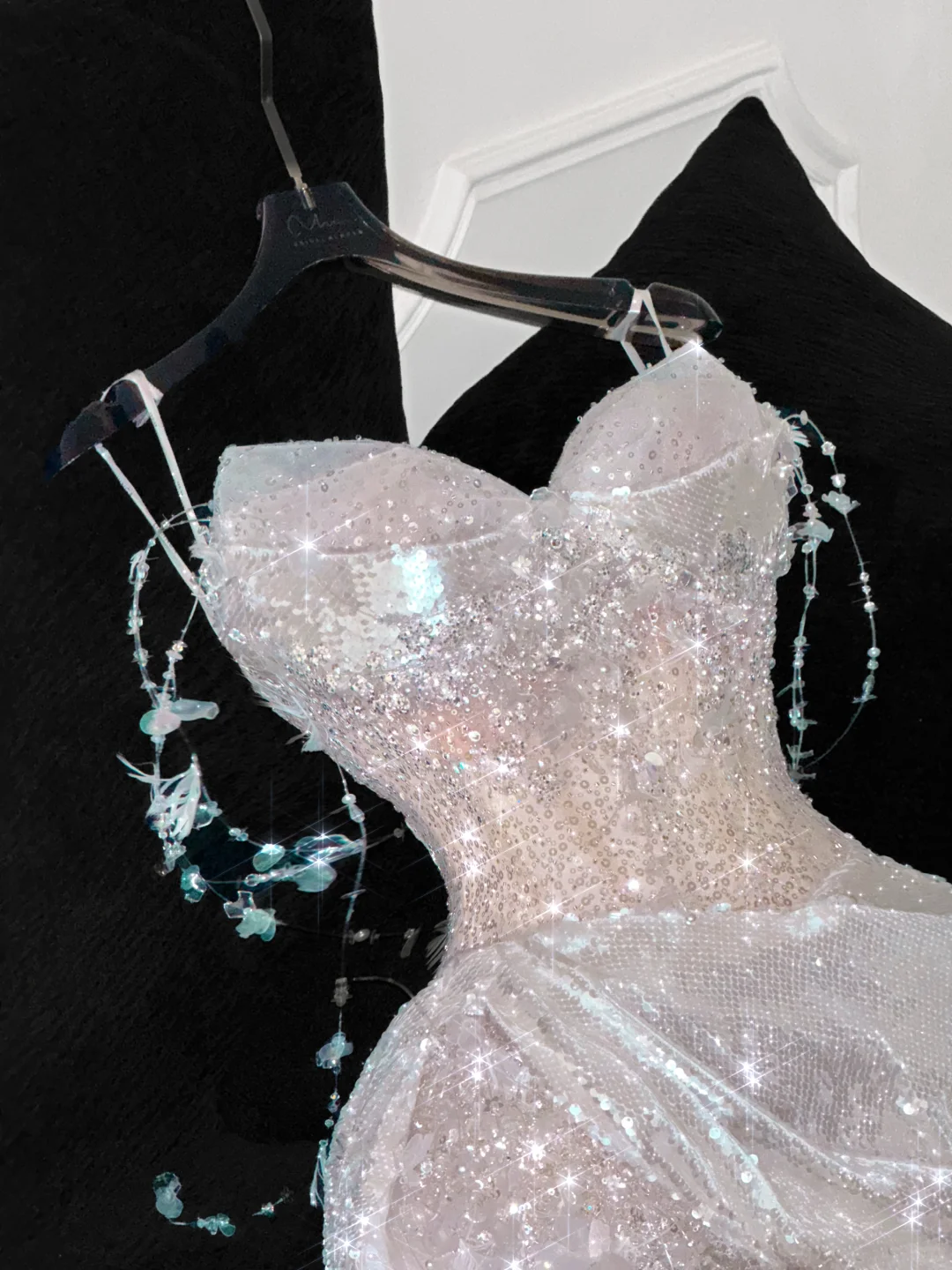 Gorgeous Sparkling Champagne Sequin Sweetheart Mermaid Elegant Chiffon Evening Dress Prom Dresses DP6170