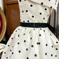 Elegant White Black Polka Dot Strapless A‑Line Satin Bow Sash A-Line Homecoming Dress DP8847