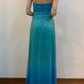 Charming Blue Halter Satin Tulle Long Evening Party Dress, DP3012