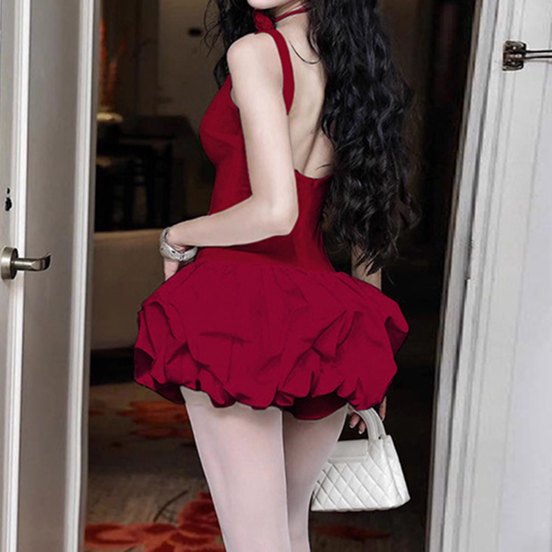 Vintage Burgundy Square-neck A-Line Ruffles Short Summer Dresses Party Dress Homecoming Dress DP6345