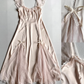 Light Pink A-Line Satin Girly Long Party Dress Birthday Outfits, DP3159