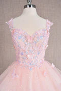 Süßes rosa rückenfreies A-Linien-Tüll-Kurz-Homecoming-Kleid mit 3D-Schmetterlingsdesign, DP5826