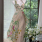Elegant Floral Print Halter Chiffon Prom Dress DP8525