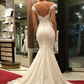 Romantic Ivory Cap Sleeve Sweetheart Mermaid Lace Appliques Long Train Wedding Dress DP8613
