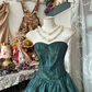 Vintage Dark Green Sweetheart Prom Dress Strapless A-Line Evening Dress Chiffon Party Dress Long Formal Dress DP6863