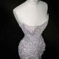 Dreamy Strapless Glittering Sequin Mermaid Wedding Dress Draped Bridal Gown DP7040