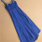 Elegantes königsblaues Abendkleid mit Spaghettiträgern, perlenbesetzt, gerafft, Chiffon, Midi-Länge, DP7609