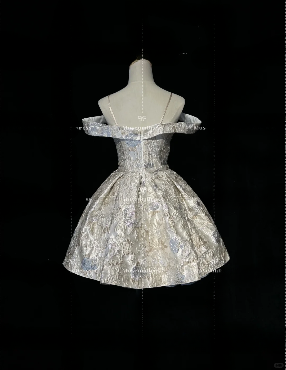 Chic Sliver Fit-and-Flare Off-Shoulder Brocade Homecoming Dress Party Dress Cocktail Dress DP7116