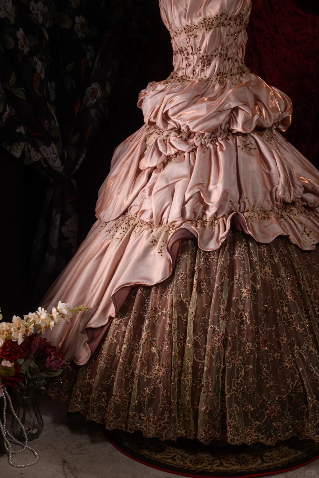 Vintage-Inspired Tiered Ruffle Strapless Beaded Sweet 16 Quinceanera Ball Gown DP7407