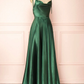 Green Straps A-Line Cowl Neck Satin Maxi Dress Bridesmaid Dress,DS4988