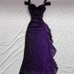 Royal Blue Straps Off Shoulder Ruffle Chiffon Vintage Long Prom Dress DP3856