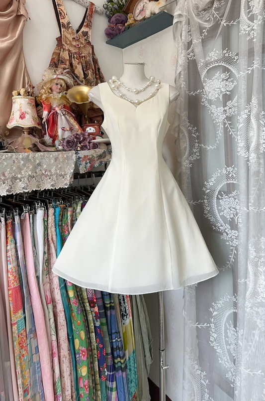 Vintage Simple Ivory Elegant A-Line Short Homecoming Dress Party Dress DP6206