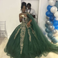 Dark Green Sweetheart Tulle Appliques Quinceanera Dress Sweet 16 Ball Gown, DP3709