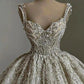 Elegant Beaded V-Neck Wedding Dress A-Line Glittering Bridal Gown DP7027