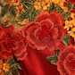 Vintage Red Floral Embroidery Design A-line Lace-up Satin Party Dress Homecoming Dress DP6070