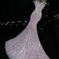 Vintage Pink Glittering Sequin Prom Dress Mermaid Evening Gown Butterfly Party Dress Long Formal Dress DP6892