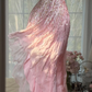 Elegant Pink Strapless Sequin Mermaid Ruffled Tulle Evening Dress Prom Dress DP8118