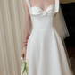 Glamorous Satin Wedding Dress A-Line Shoulder Straps Bridal Gown DP7126