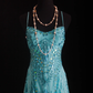 Vintage Turquoise Sequin Cocktail Dress Spaghetti Straps Sparkly Formal Evening Gown DP7373