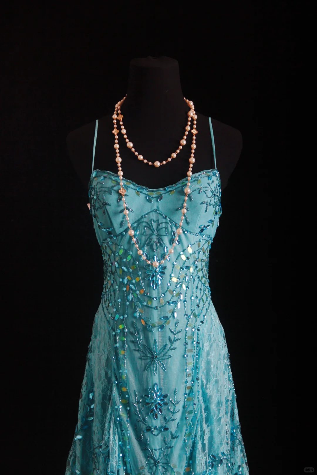 Vintage Turquoise Sequin Cocktail Dress Spaghetti Straps Sparkly Formal Evening Gown DP7373
