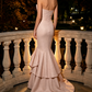 Elegant Strapless Tiered Ruffle Mermaid Evening Gown DP8716