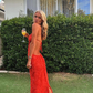 V Neck Halter Backless Simple Long Party Dress, DP2270