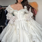 Princess A-Line Long Sleeves White Long Evening Gown Birthday Outfits, DP3370