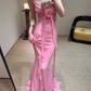 Ethereal Pink Spaghetti Strap Ruffled 3D Floral Prom Dress DP7953